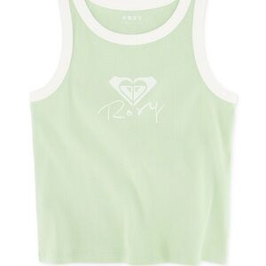 ROXY Girl’s Light Green Ribbed Tank with White Trim and Logo. Size XL . NEW